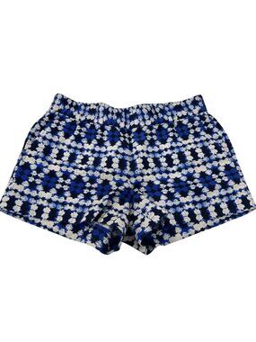 J.Crew Womens Blue & White Patterned Linen-Cotton Blend Drawstrim Shorts Size 2